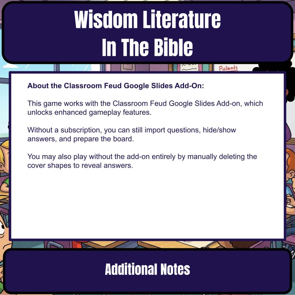 Wisdom Literature Feud Review BF0028