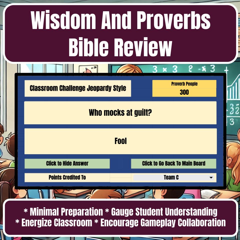 Wisdom And Proverbs Jeopardy Bible B0029