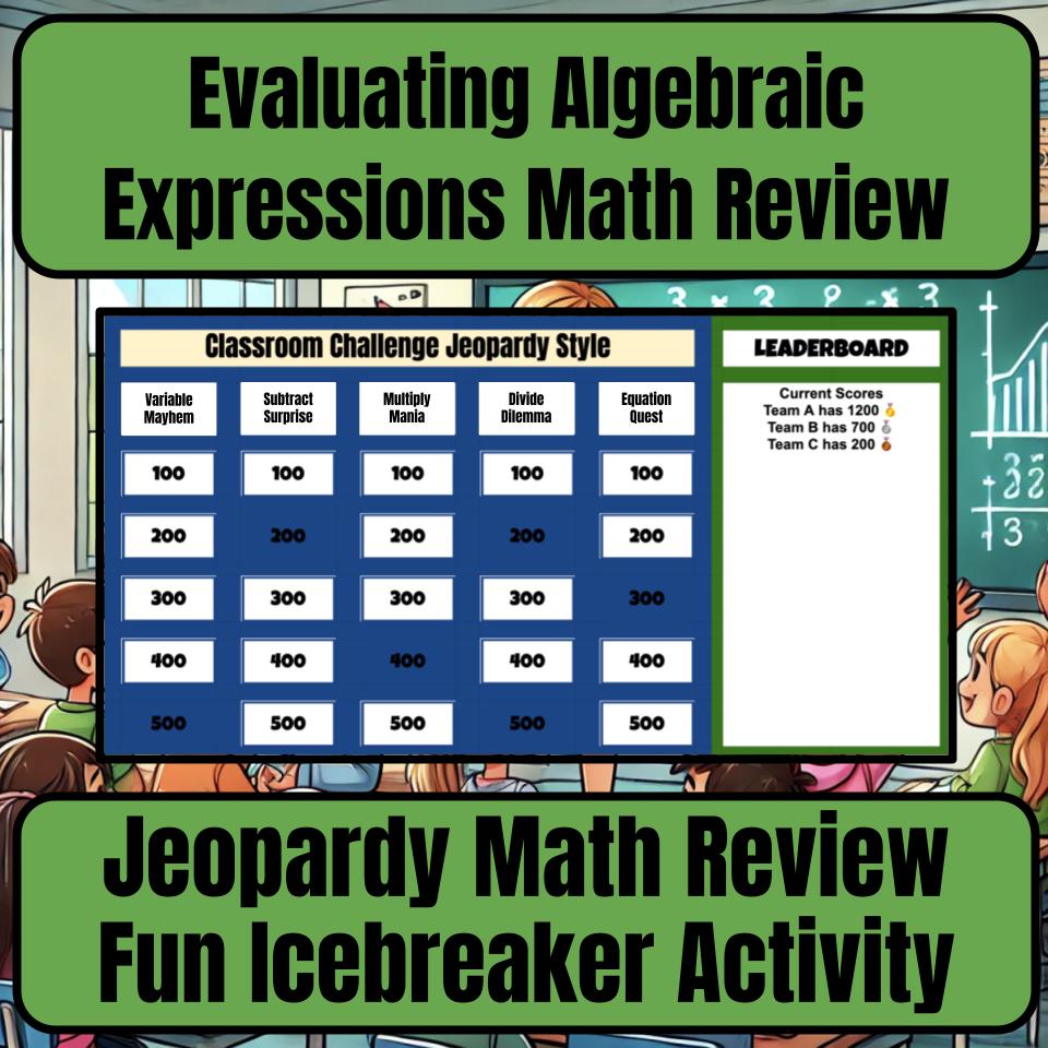 Evaluating Algebraic Expressions Jeopardy Math Review I0003
