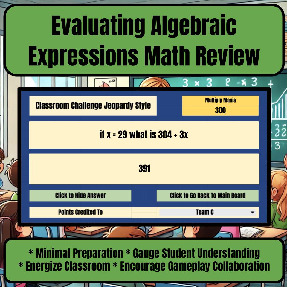 Evaluating Algebraic Expressions Jeopardy Math Review I0003