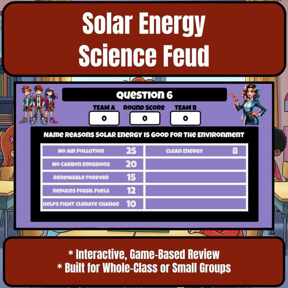 Solar Energy Science Review Family Feud Style Game Activity CF0030