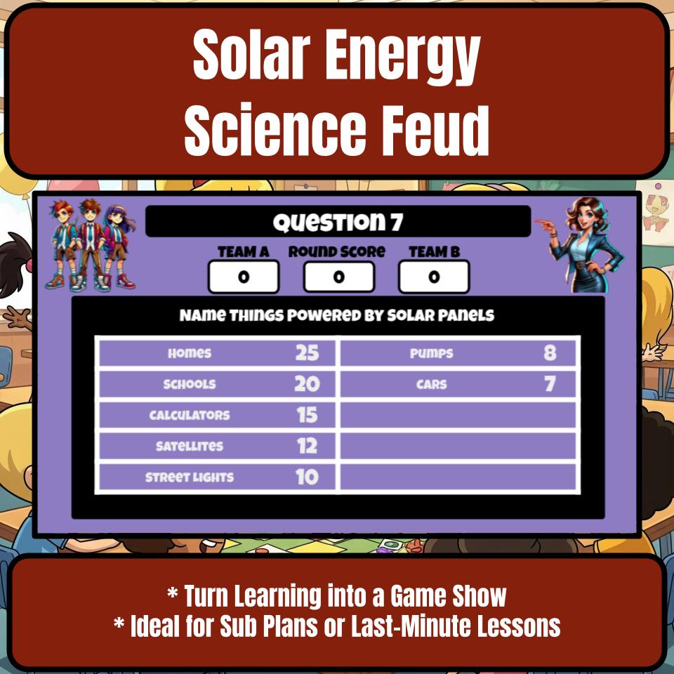 Solar Energy Science Review Family Feud Style Game Activity CF0030