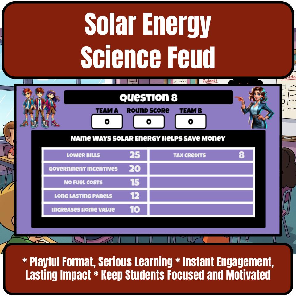 Solar Energy Science Review Family Feud Style Game Activity CF0030