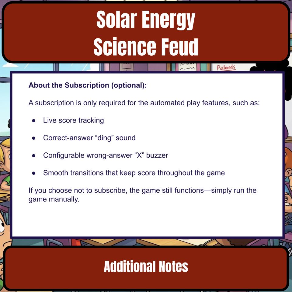 Solar Energy Science Review Family Feud Style Game Activity CF0030