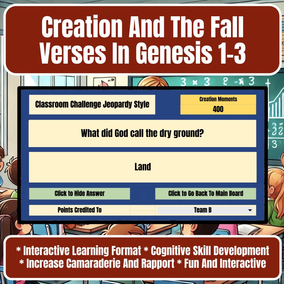 Creation And The Fall Verses In Genesis 1-3 Jeopardy Bible B0030