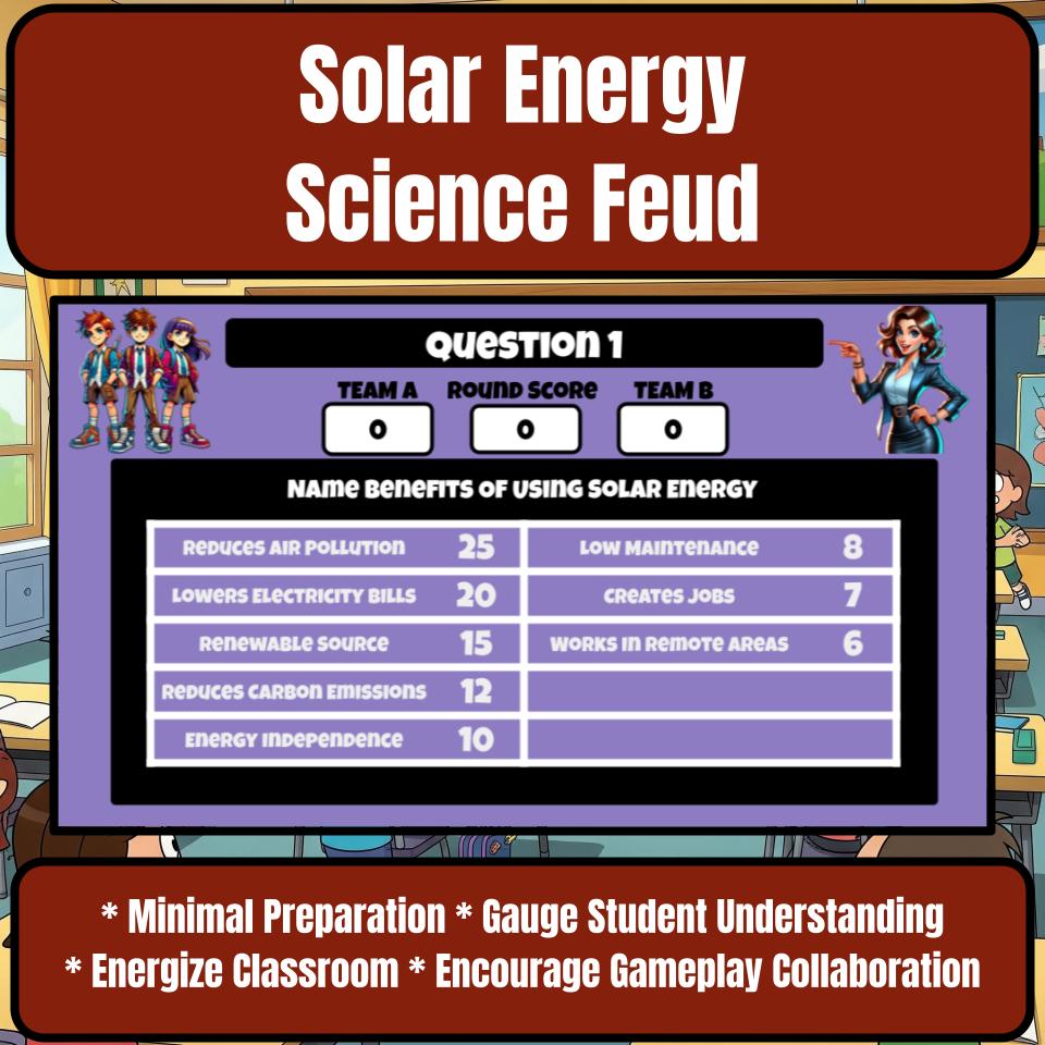 Solar Energy Science Review Family Feud Style Game Activity CF0030