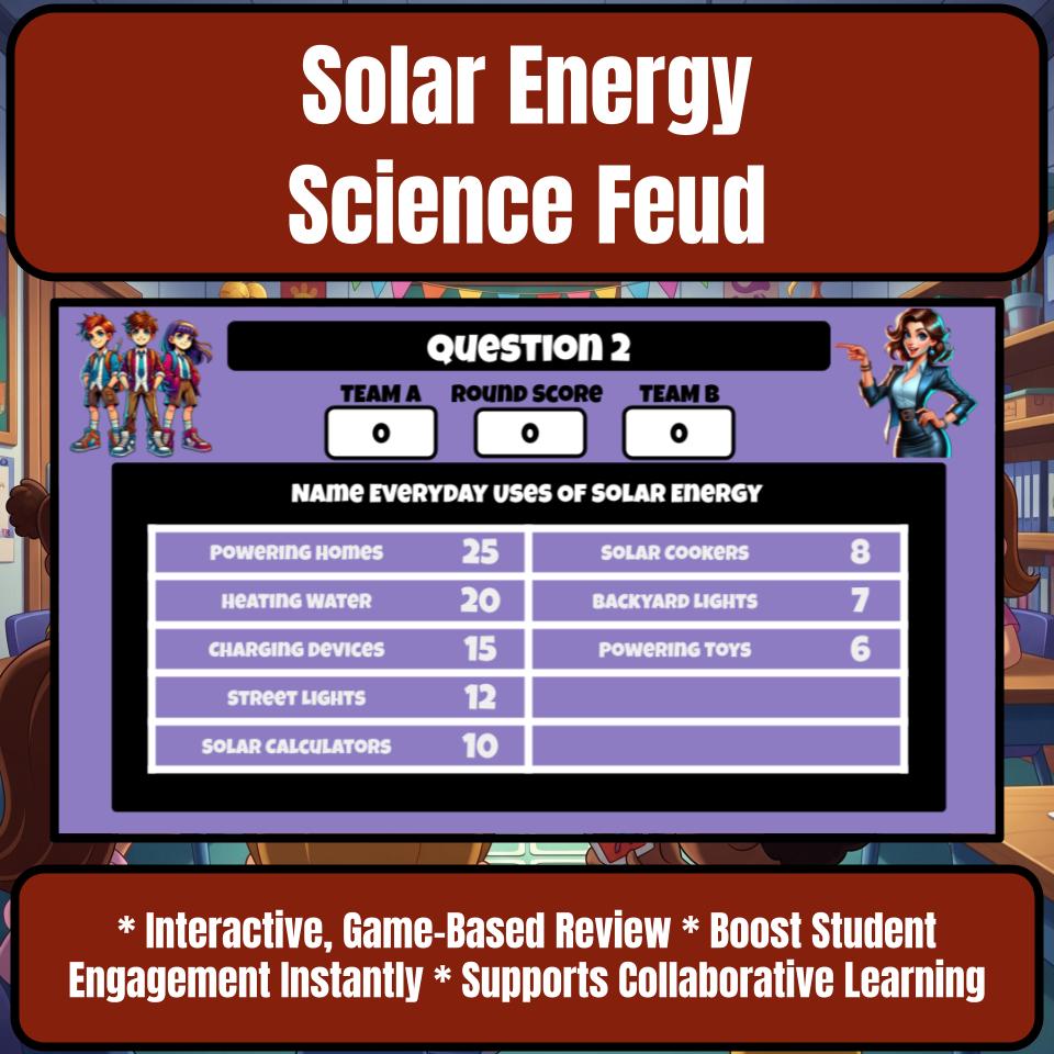 Solar Energy Science Review Family Feud Style Game Activity CF0030