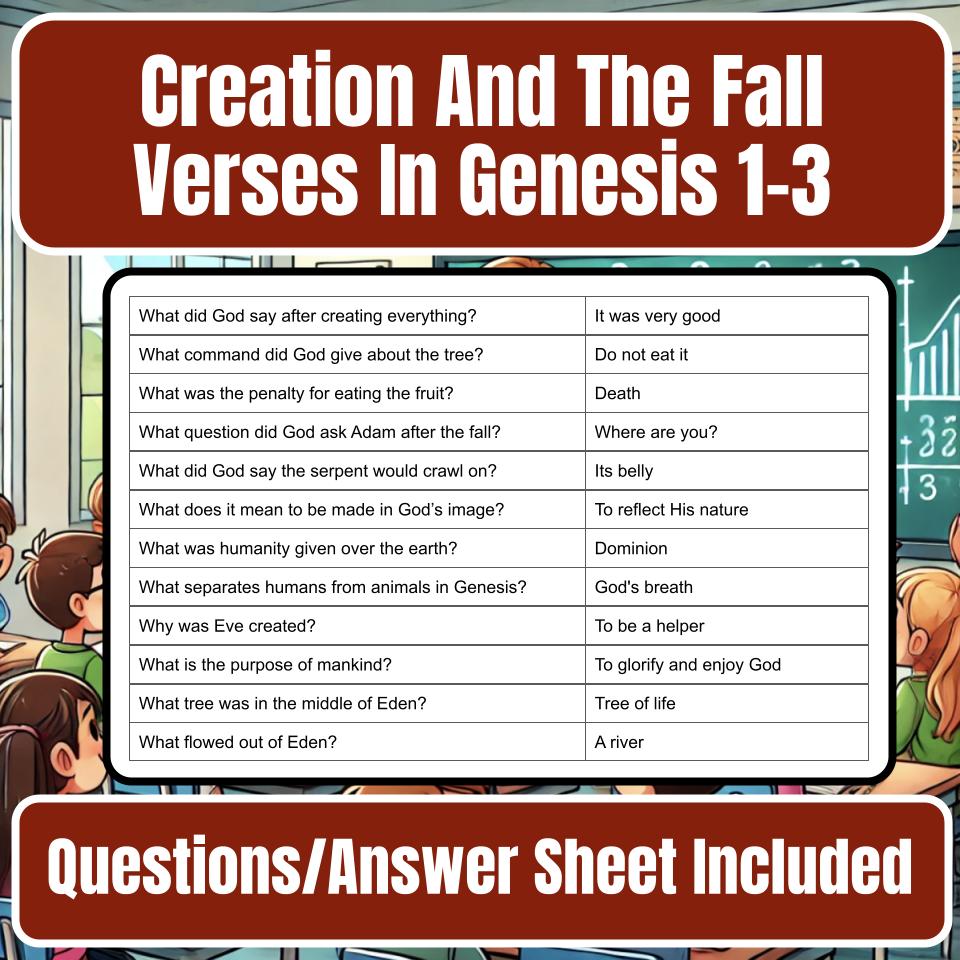 Creation And The Fall Verses In Genesis 1-3 Jeopardy Bible B0030