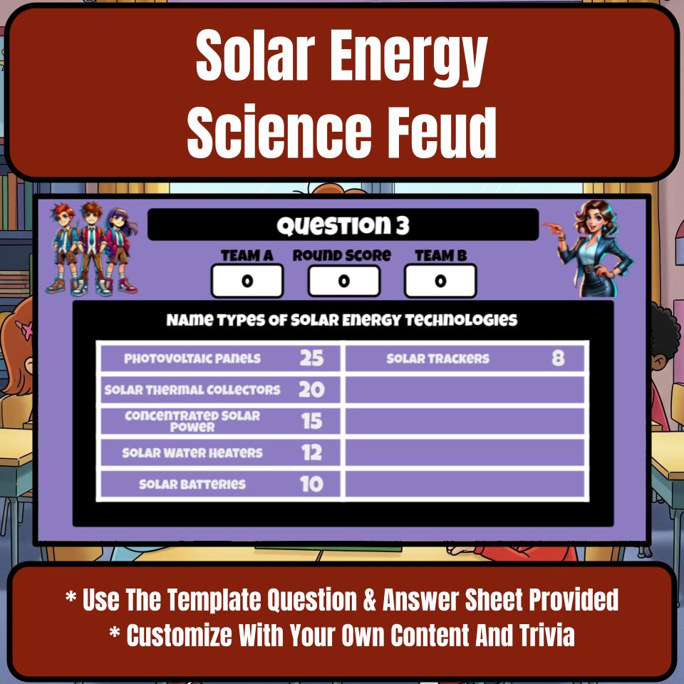 Solar Energy Science Review Family Feud Style Game Activity CF0030