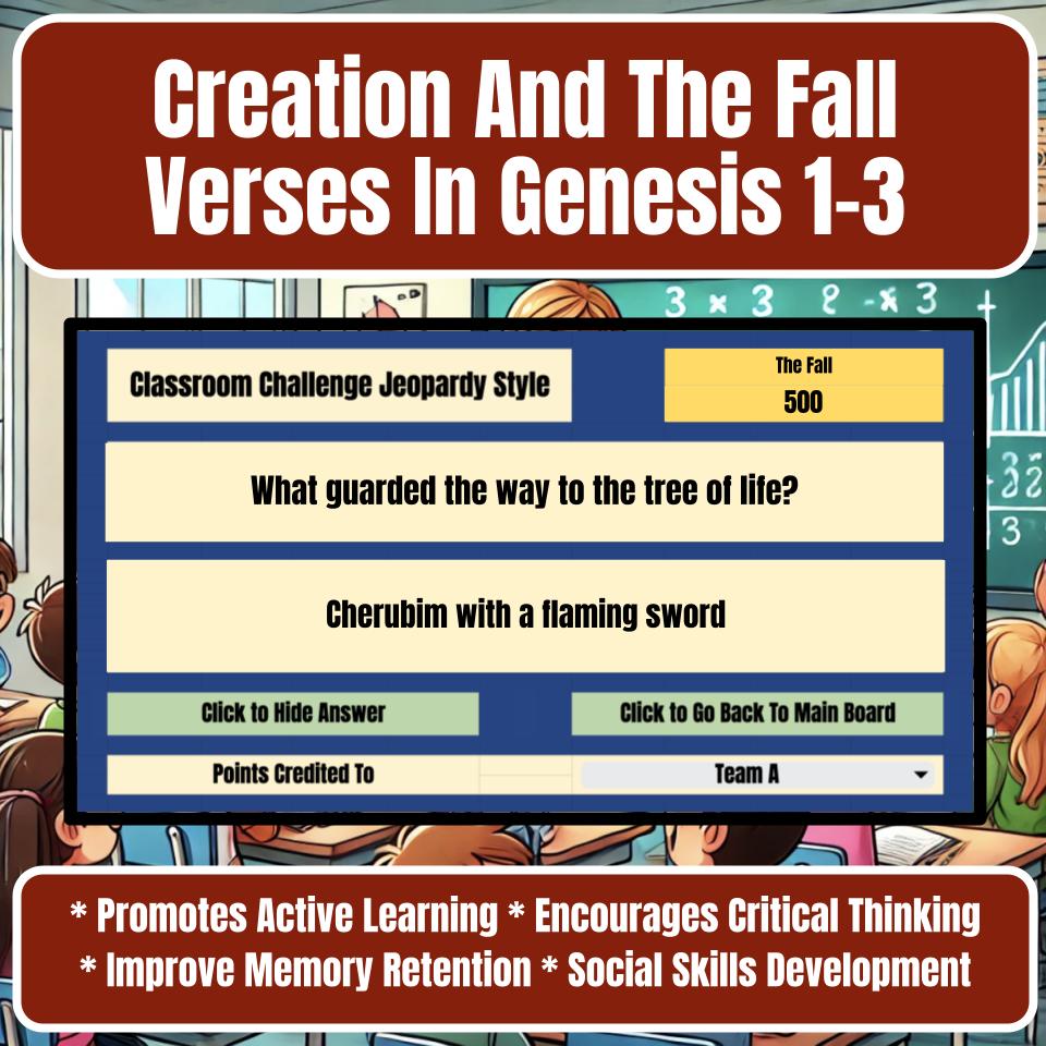 Creation And The Fall Verses In Genesis 1-3 Jeopardy Bible B0030