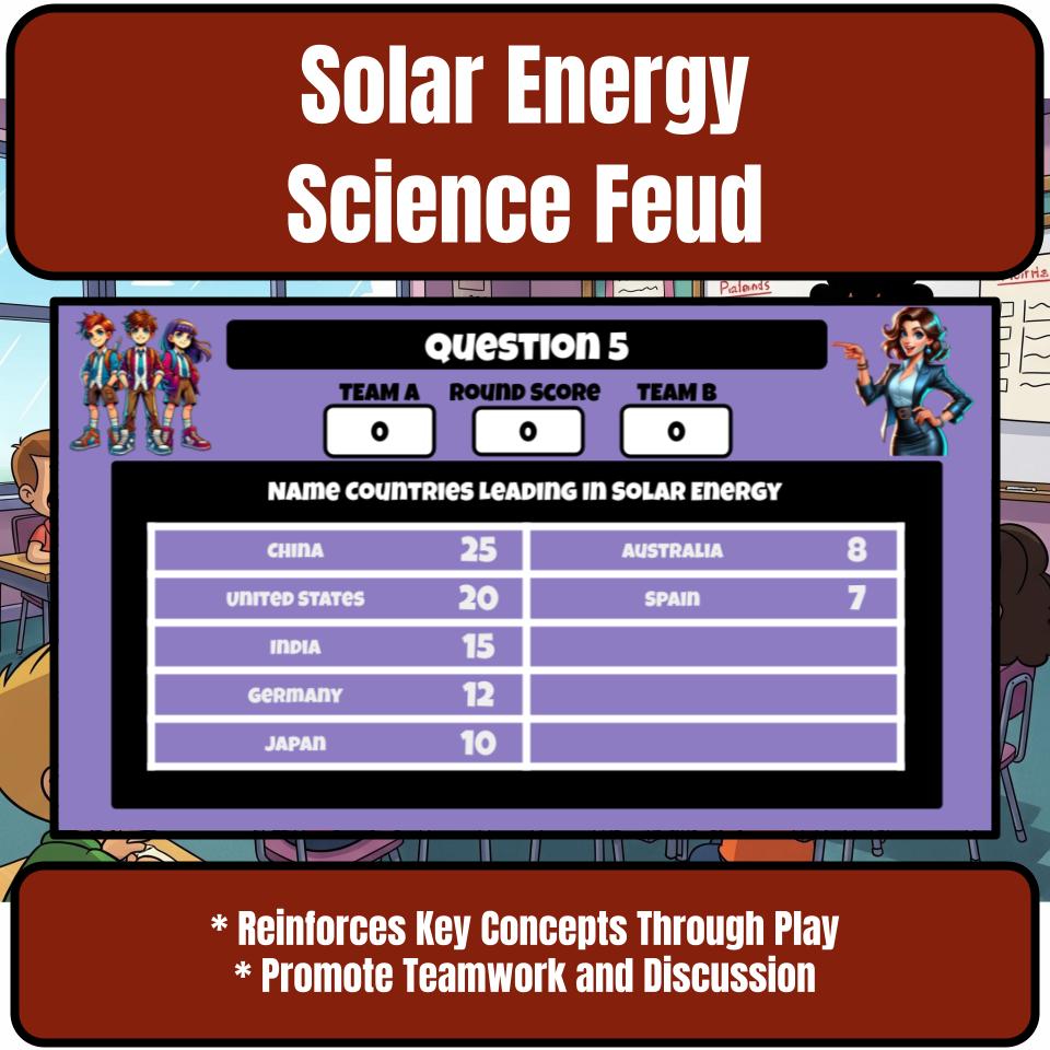 Solar Energy Science Review Family Feud Style Game Activity CF0030