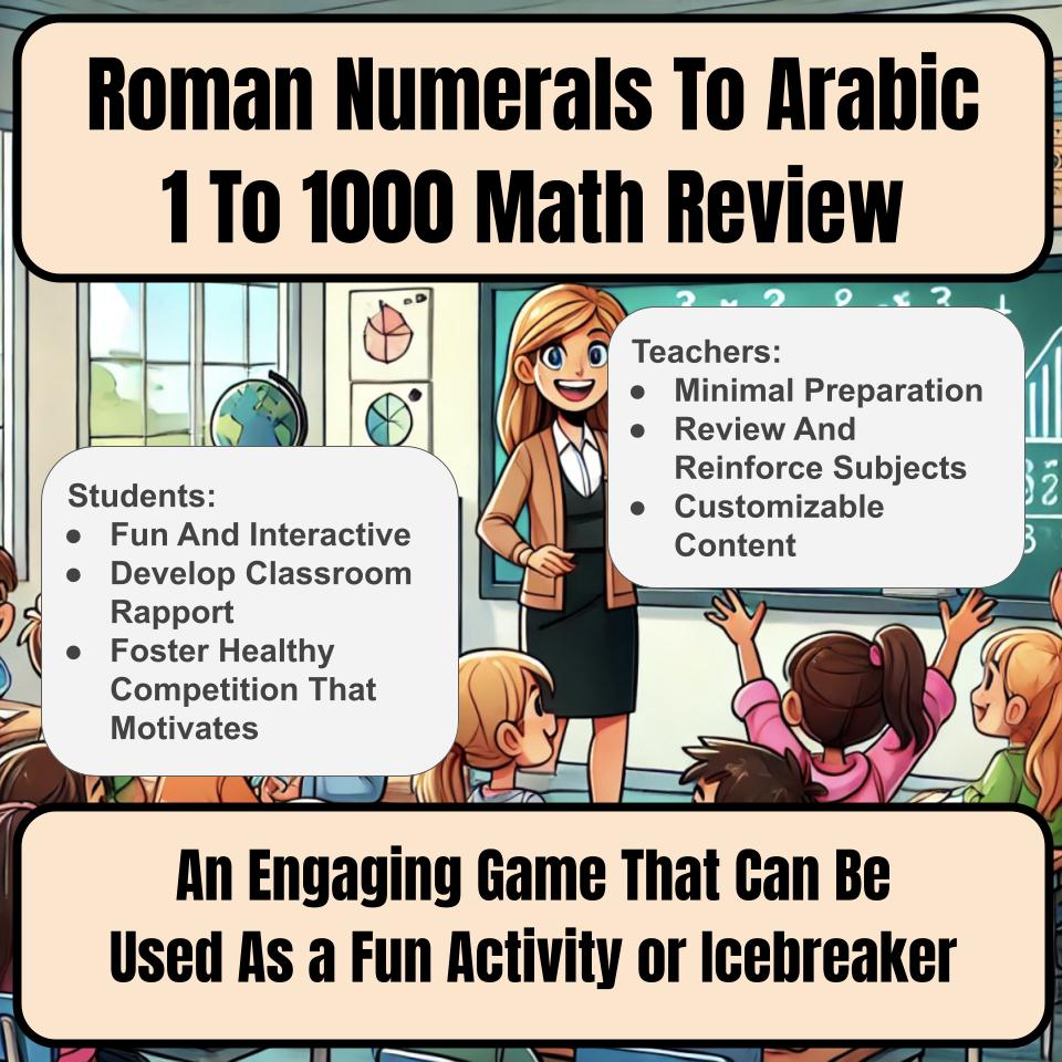 Jeopardy Roman Numerals To Arabic 1 To 1000 Math Review I0030