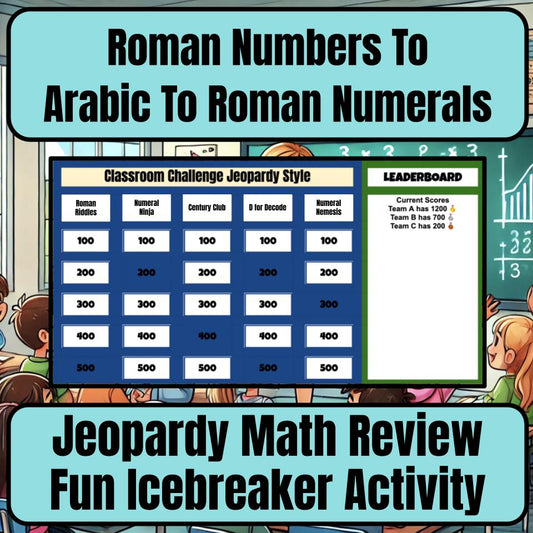 Jeopardy Roman Numbers To Arabic To Roman Numerals Math Review Activity I0031