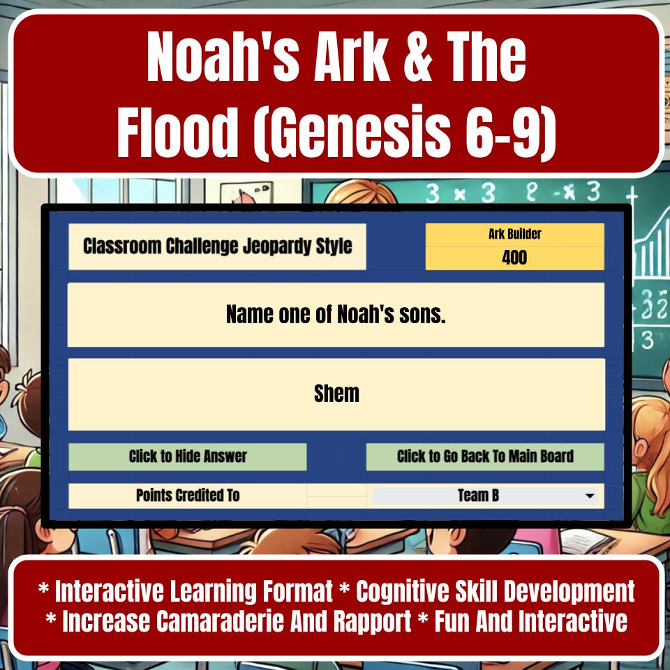 Noah's Ark & The Flood (Genesis 6–9) Jeopardy Bible B0031