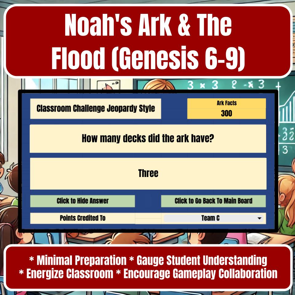 Noah's Ark & The Flood (Genesis 6–9) Jeopardy Bible B0031