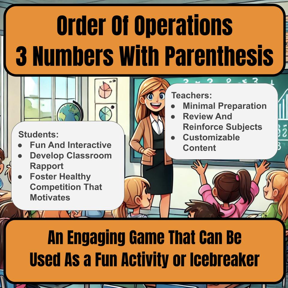 Order Of Operations 3 Numbers With Parenthesis Jeopardy Math Review I0032