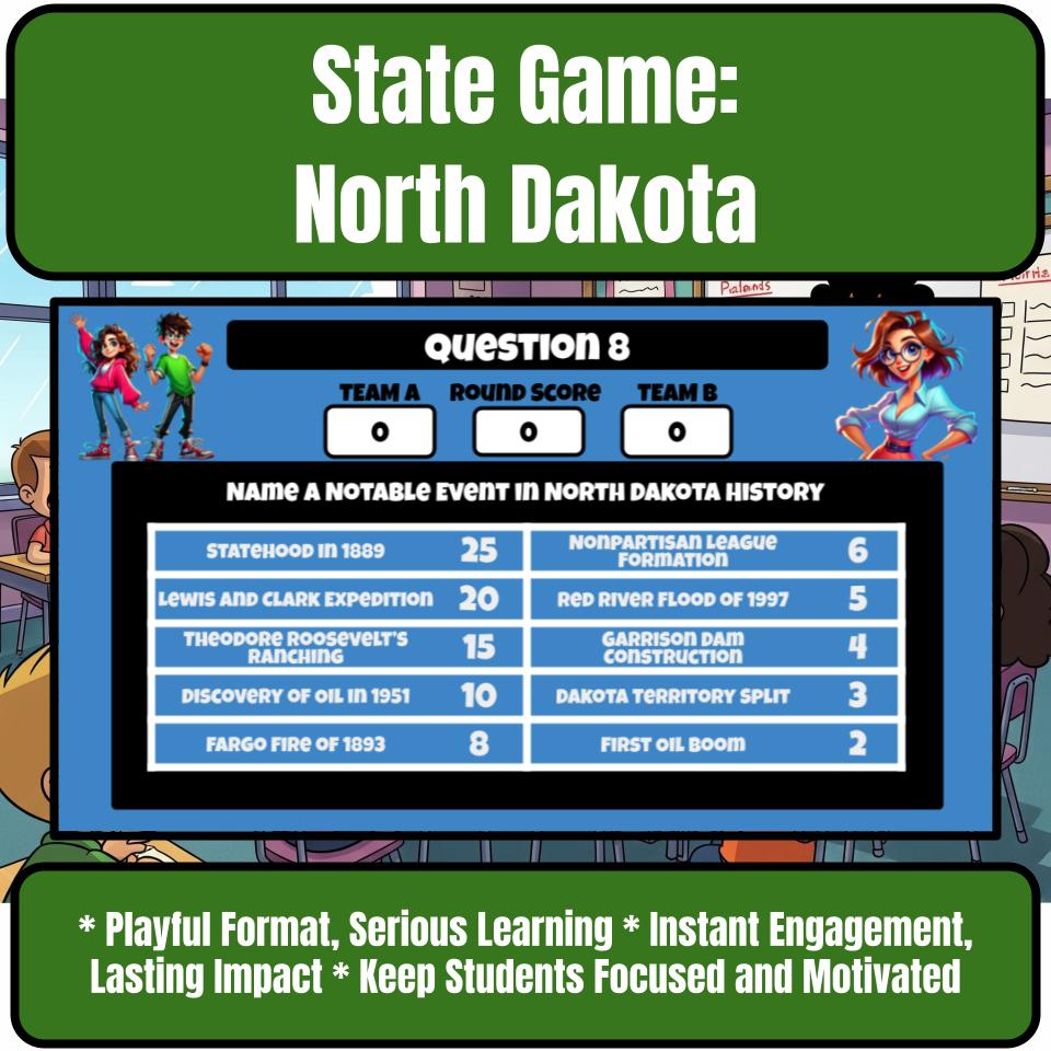 North Dakota Social Studies Family Feud Review Game CF0034