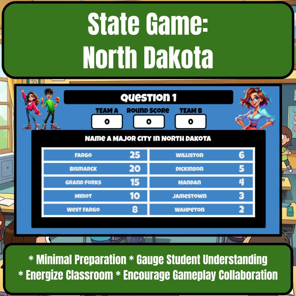 North Dakota Social Studies Family Feud Review Game CF0034