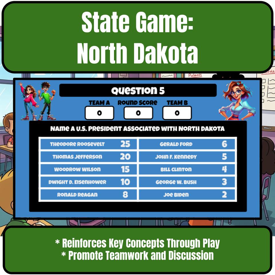 North Dakota Social Studies Family Feud Review Game CF0034