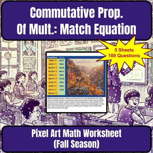 Commutative Property Of Multiplication: Matching Equation Pixel Art P0036