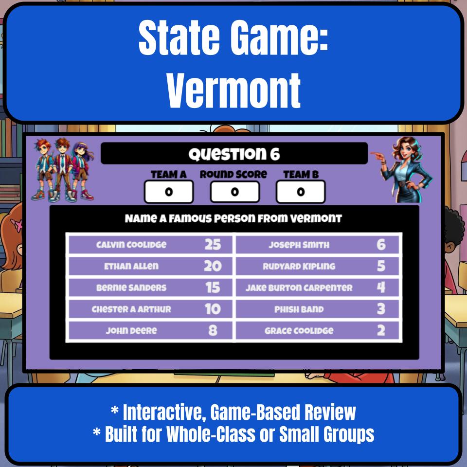 Vermont Social Studies Family Feud Review Game CF0036