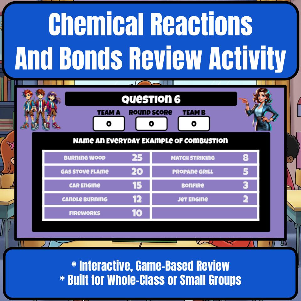 Chemical Reactions And Bonds Science Review Family Feud Style Game CF0036