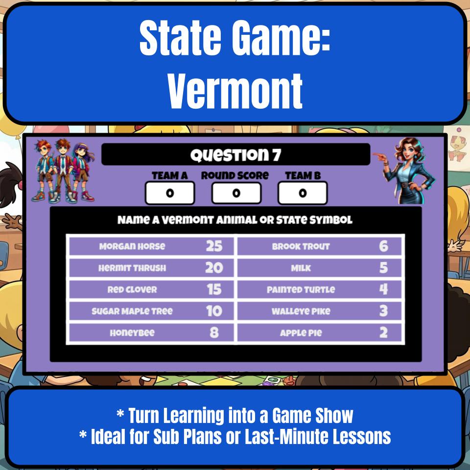 Vermont Social Studies Family Feud Review Game CF0036
