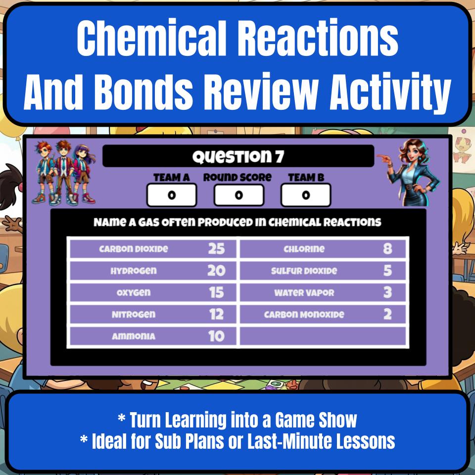 Chemical Reactions And Bonds Science Review Family Feud Style Game CF0036