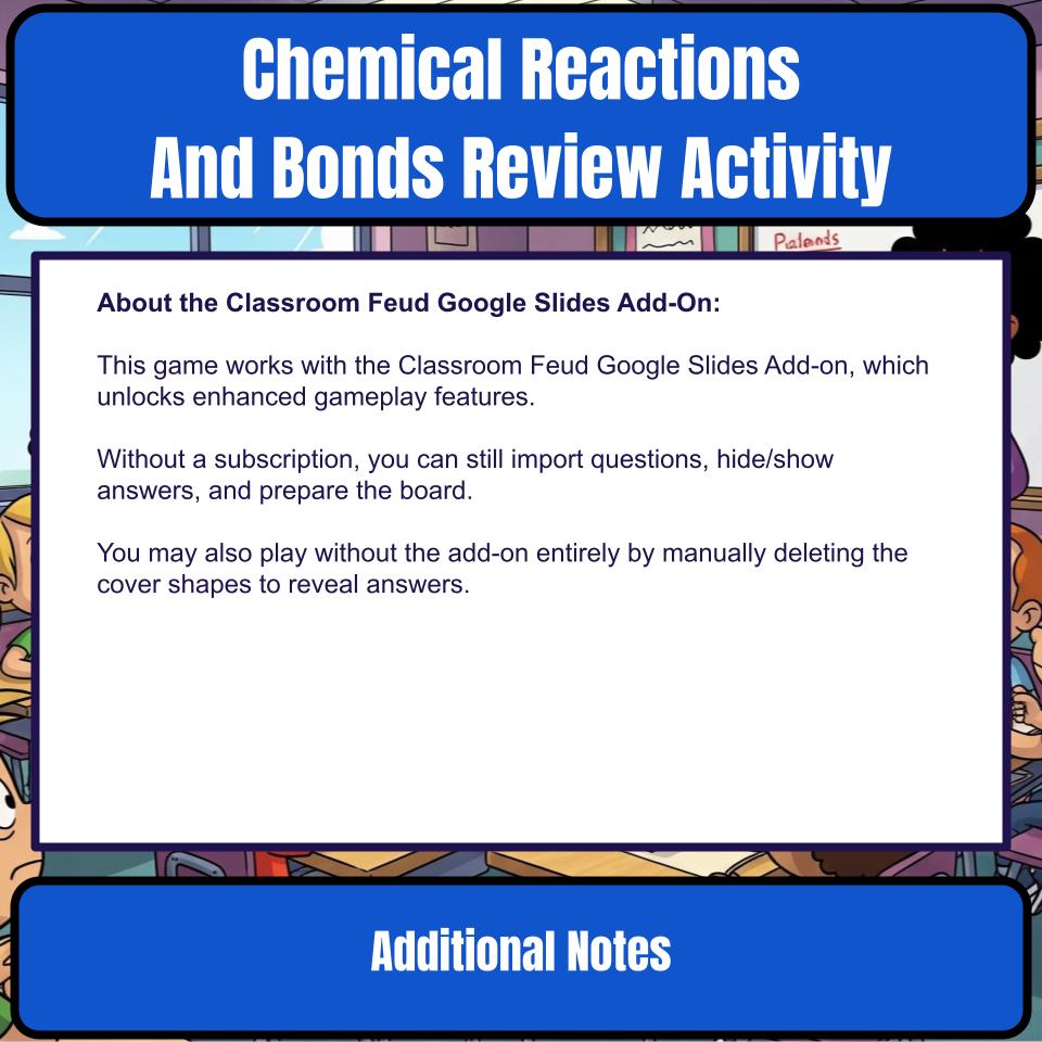 Chemical Reactions And Bonds Science Review Family Feud Style Game CF0036