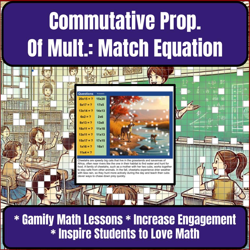 Commutative Property Of Multiplication: Matching Equation Pixel Art P0036