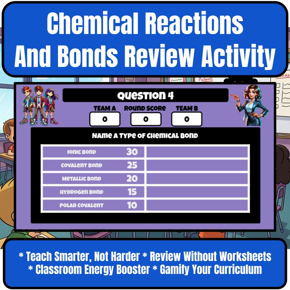 Chemical Reactions And Bonds Science Review Family Feud Style Game CF0036