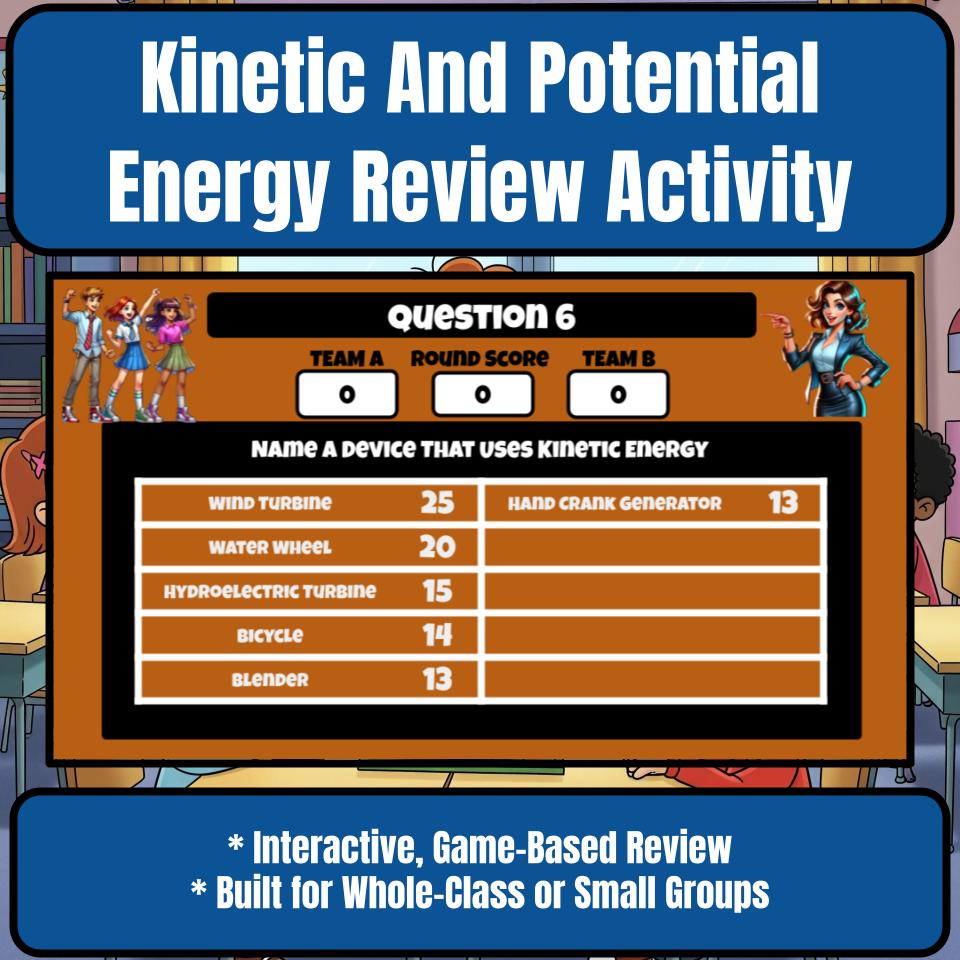Kinetic And Potential Energy Science Review Family Feud Style Game CF0037