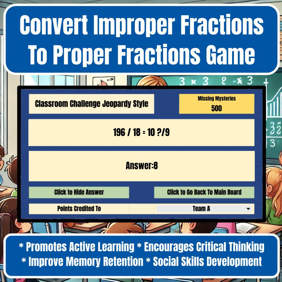 Convert Improper Fractions To Proper Fractions Jeopardy Math Review I0038