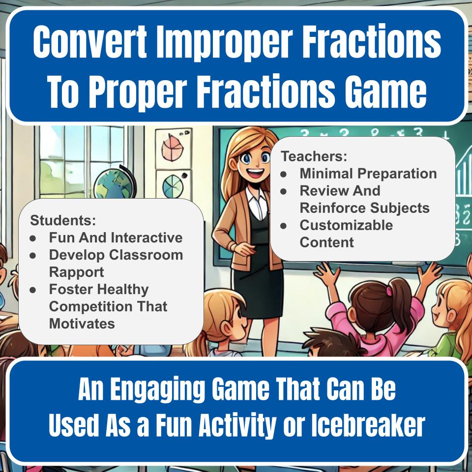 Convert Improper Fractions To Proper Fractions Jeopardy Math Review I0038