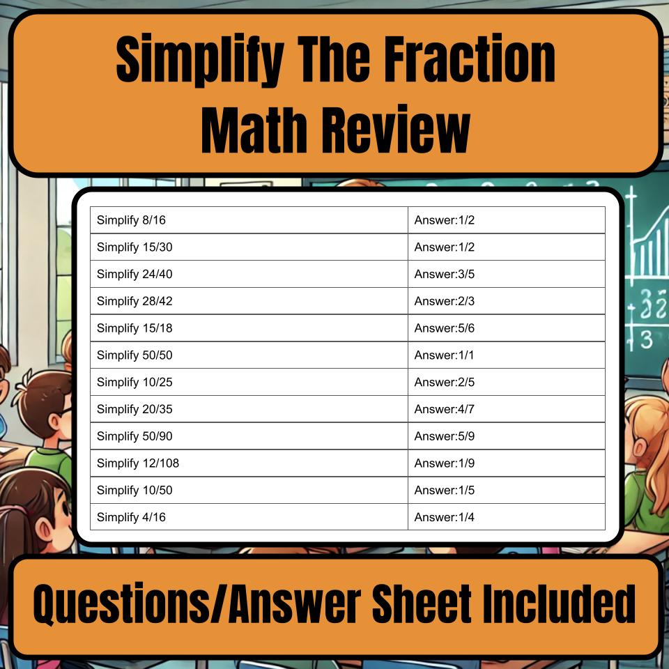 Jeopardy Simplify The Fraction Math Review Activity I0039