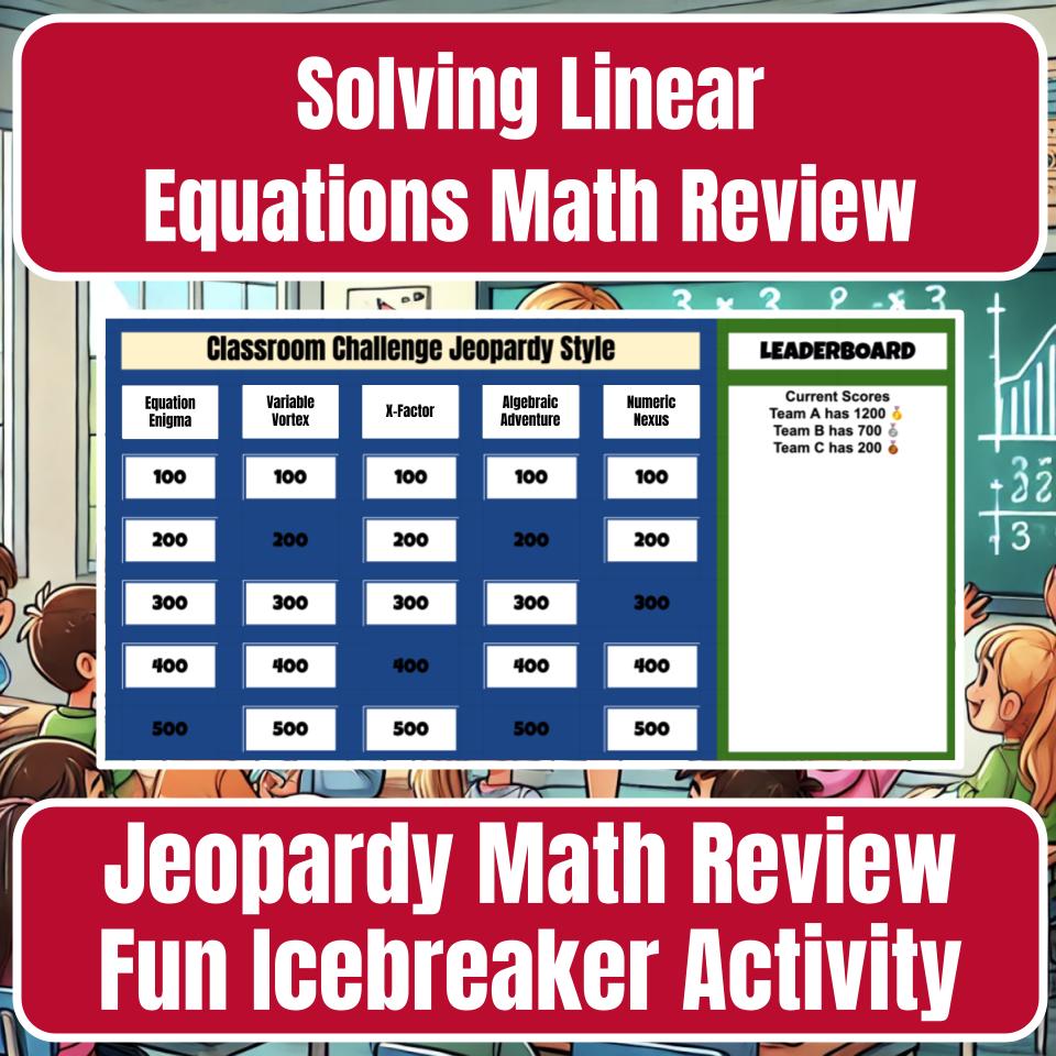 Jeopardy Solving Linear Equations Math Review I0004