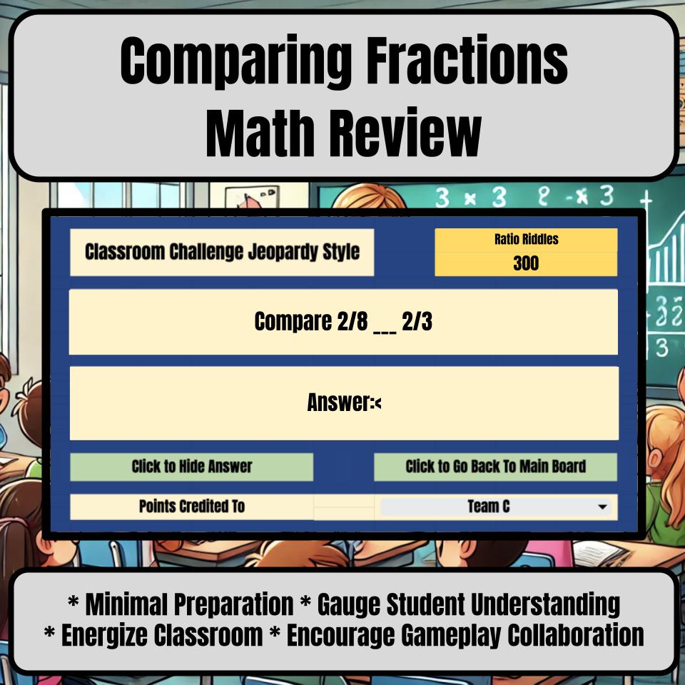Jeopardy Comparing Fractions Math Review Activity I0040
