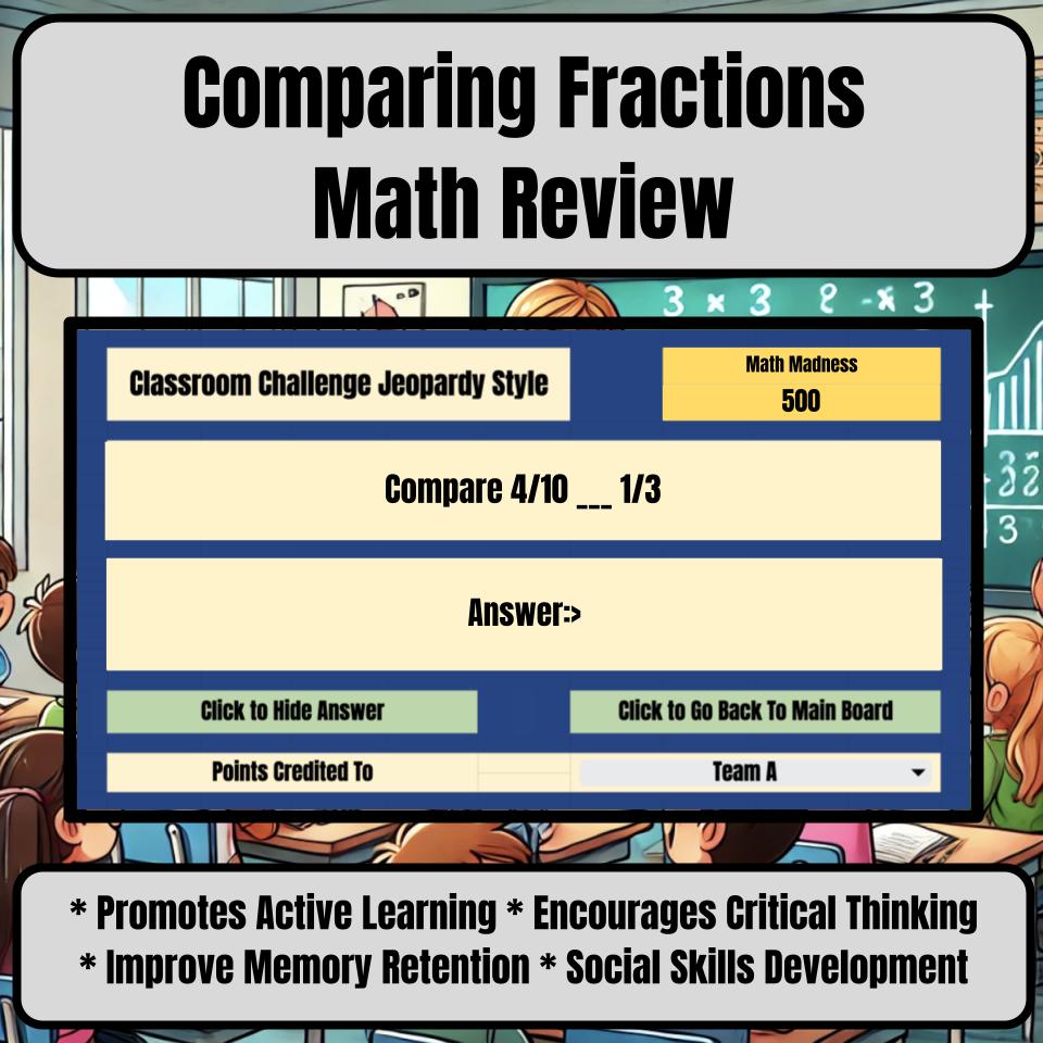 Jeopardy Comparing Fractions Math Review Activity I0040