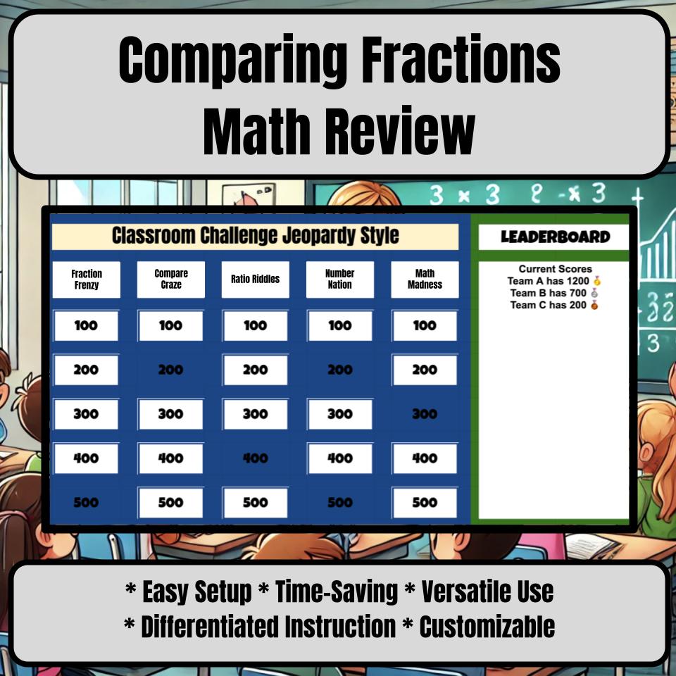Jeopardy Comparing Fractions Math Review Activity I0040