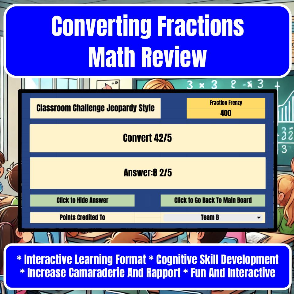 Converting Fractions Jeopardy Math Review I0041