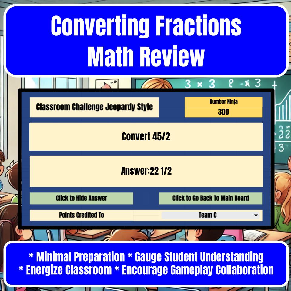 Converting Fractions Jeopardy Math Review I0041