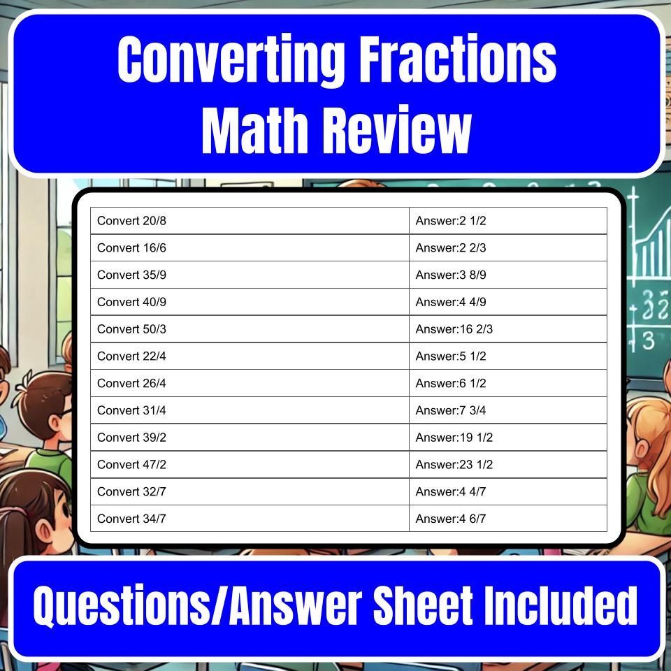 Converting Fractions Jeopardy Math Review I0041