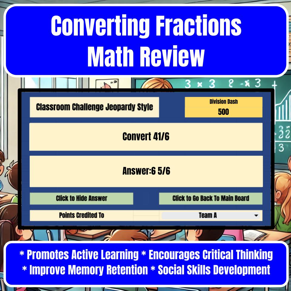 Converting Fractions Jeopardy Math Review I0041