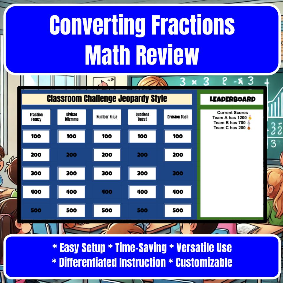 Converting Fractions Jeopardy Math Review I0041