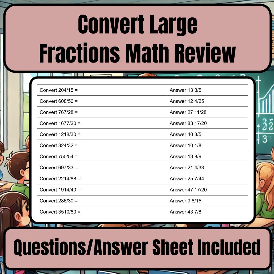 Jeopardy Convert Large Fractions Math Review Activity I0042