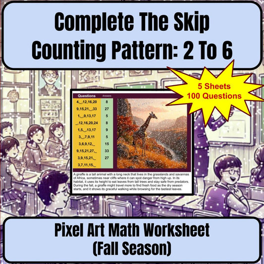 Complete The Skip Counting Pattern: 2 To 6 Mystery Picture Worksheet P0044