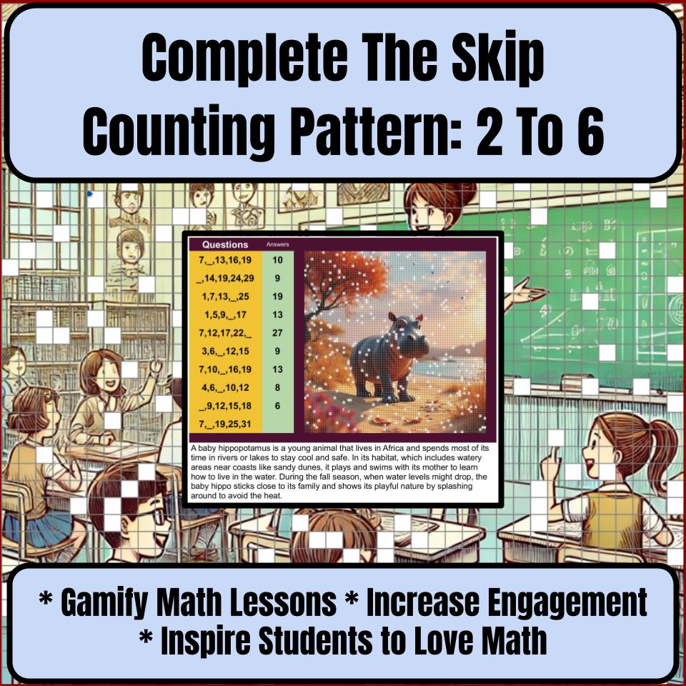 Complete The Skip Counting Pattern: 2 To 6 Mystery Picture Worksheet P0044