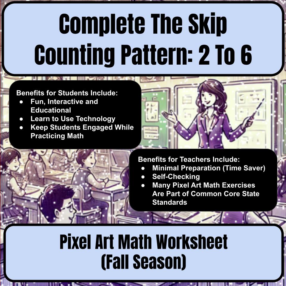 Complete The Skip Counting Pattern: 2 To 6 Mystery Picture Worksheet P0044