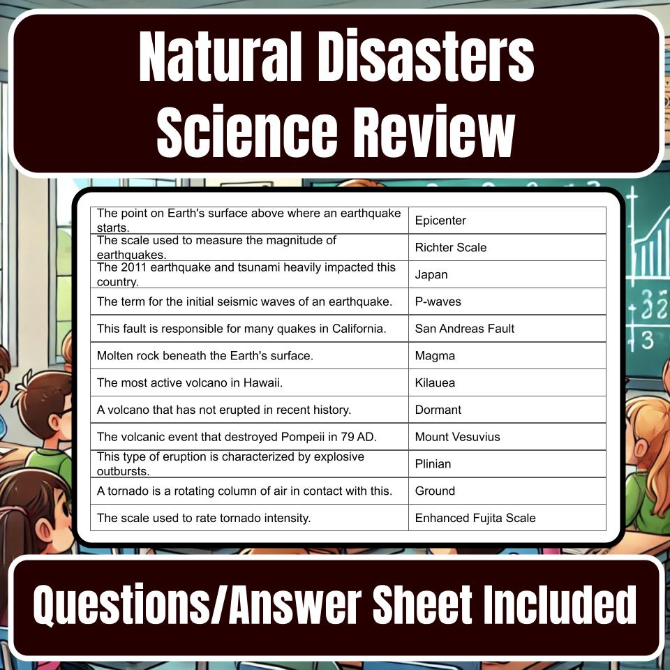 Natural Disasters Jeopardy Science Review I0044