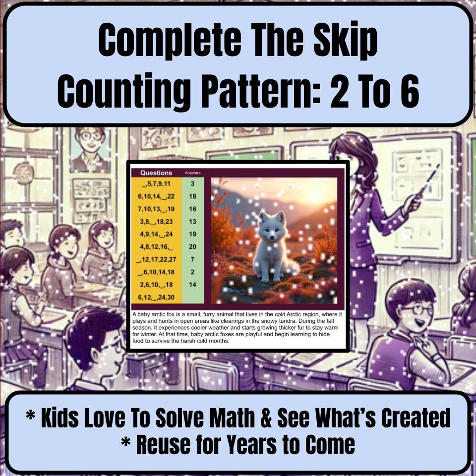 Complete The Skip Counting Pattern: 2 To 6 Mystery Picture Worksheet P0044